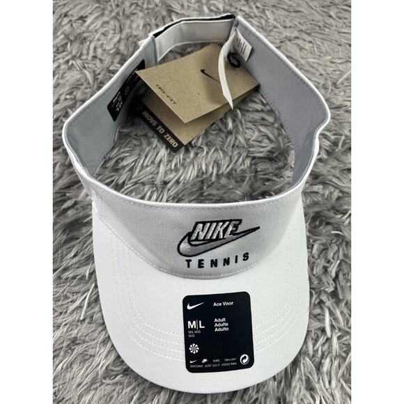Nike Dri-FIT Tennis Pickleball Ace White StrapBack Visor New Fast Shipping - Picture 4 of 8